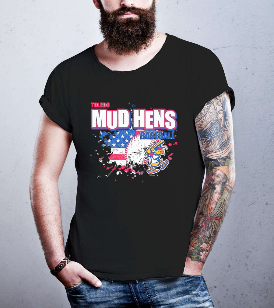 Toledo Mud Hens American Flag Splatter Baseball T-Shirt