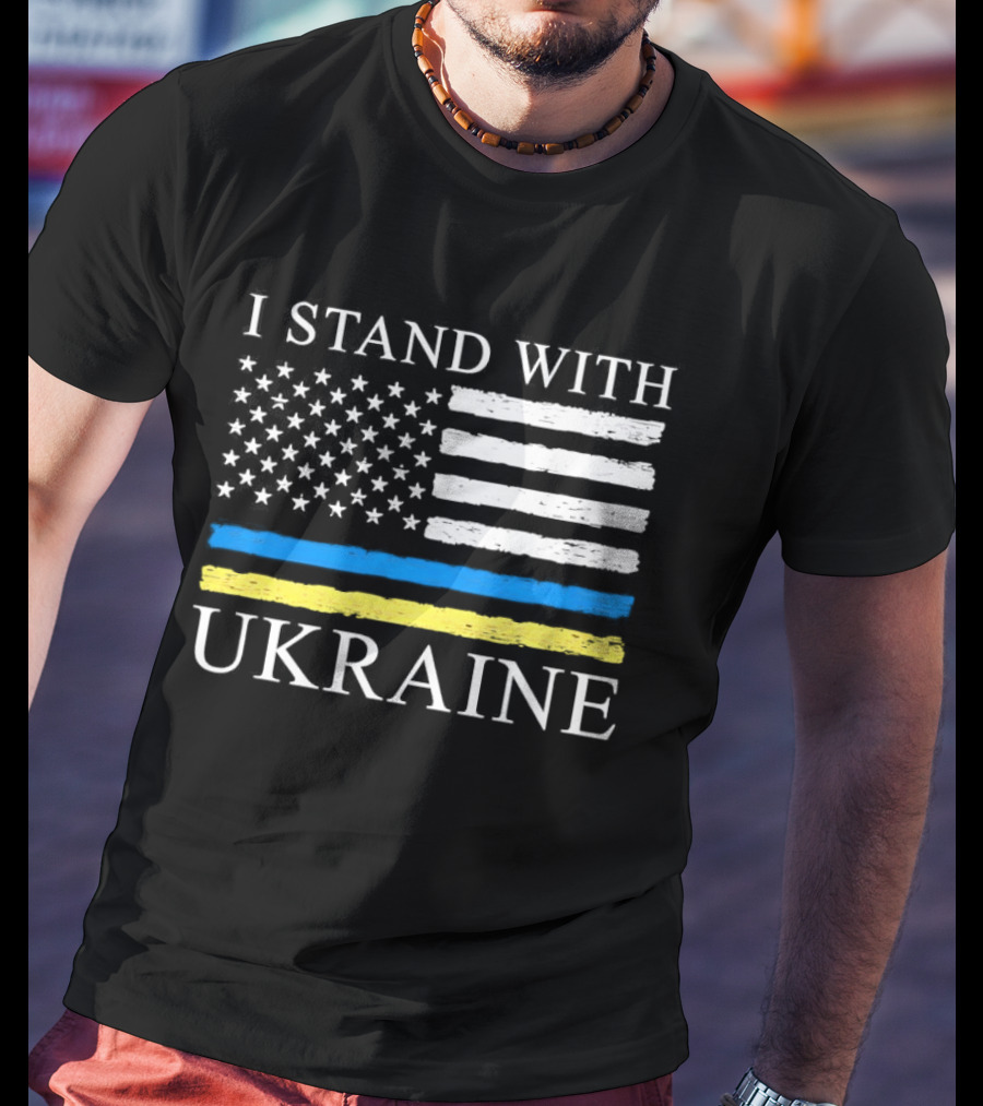 I Stand With Ukraine USA Flag Support T-Shirt