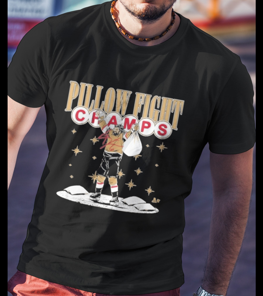 Pillow Fight Champs Vegas Hockey Celebration With Stars And Pillows T-Shirt
