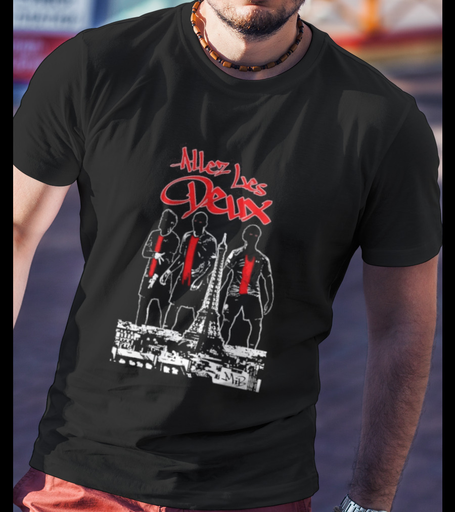 Allez Les Deux Paris Football Team Spirit Enthusiast's Red And White Players T-Shirt