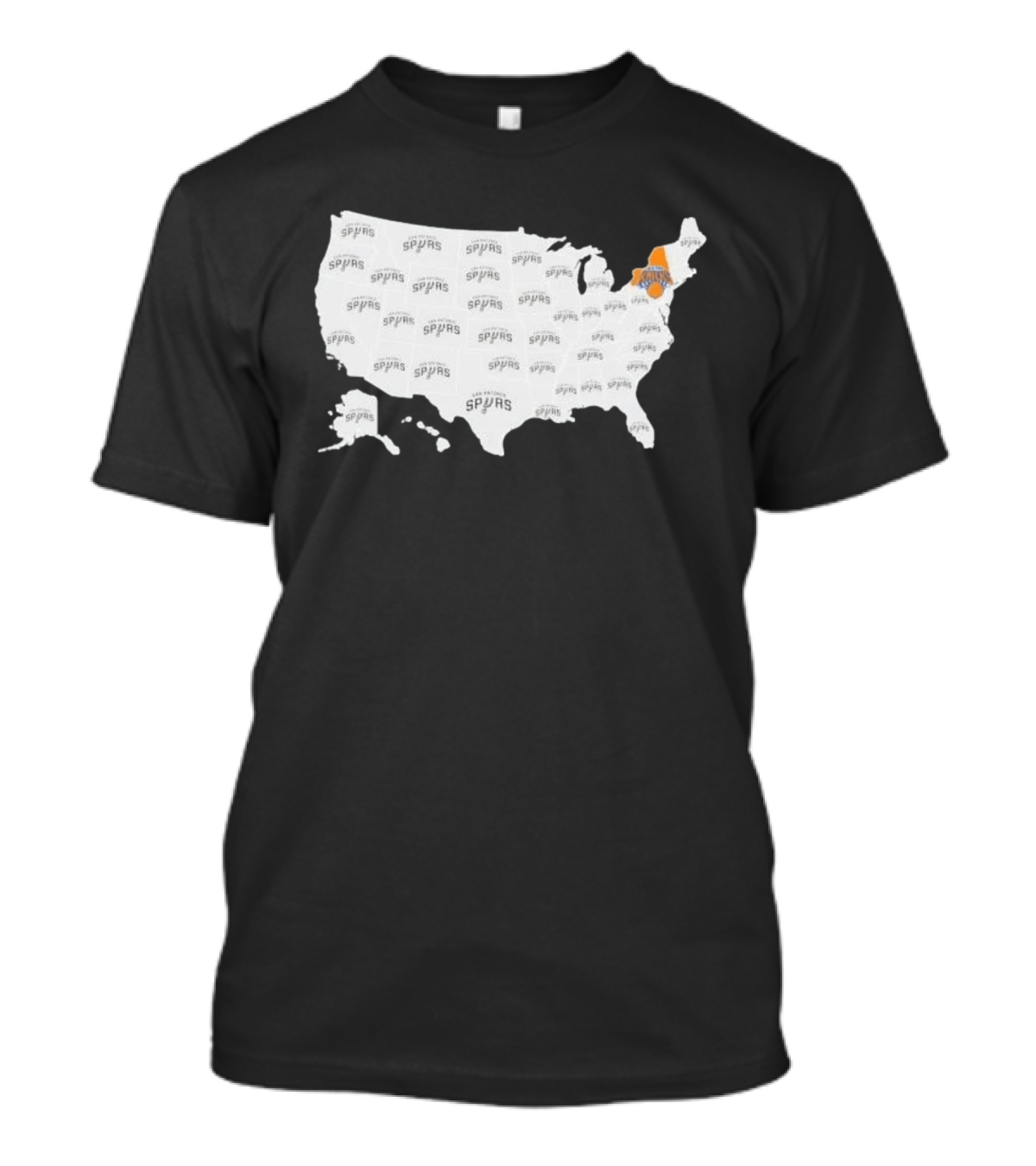 America Spurs New York Knicks US Map Basketball Team Representation T-Shirt