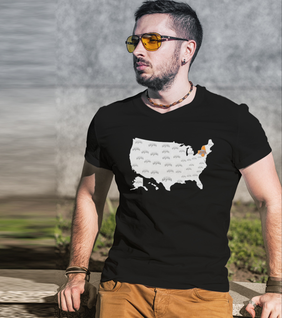 America Spurs New York Knicks US Map Basketball Team Representation T-Shirt