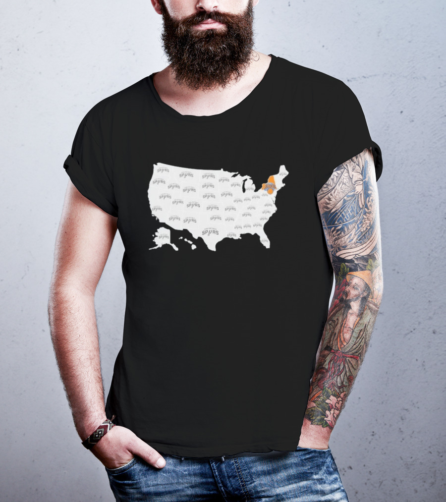 America Spurs New York Knicks US Map Basketball Team Representation T-Shirt