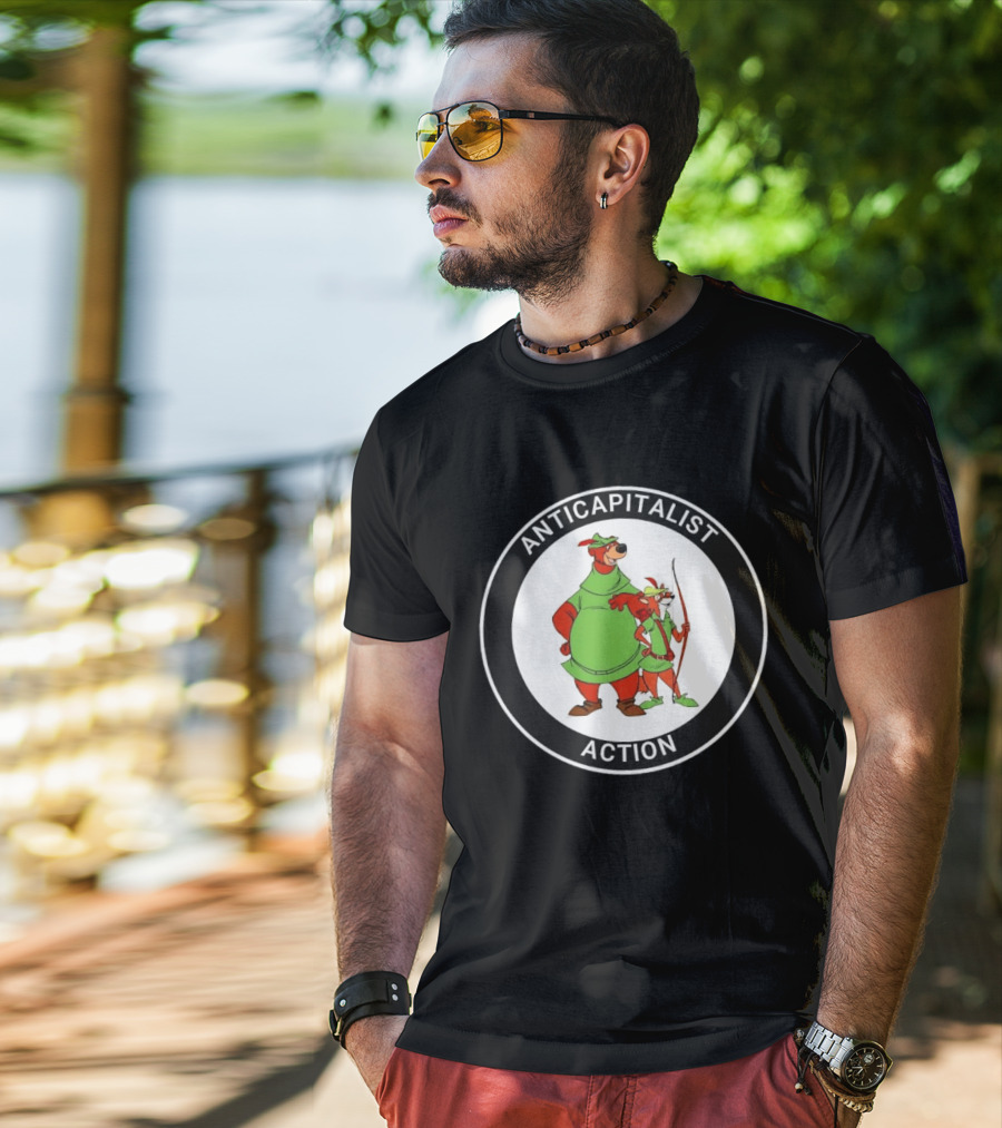 Anticapitalist Action Robin Hood Little John Circle T-Shirt