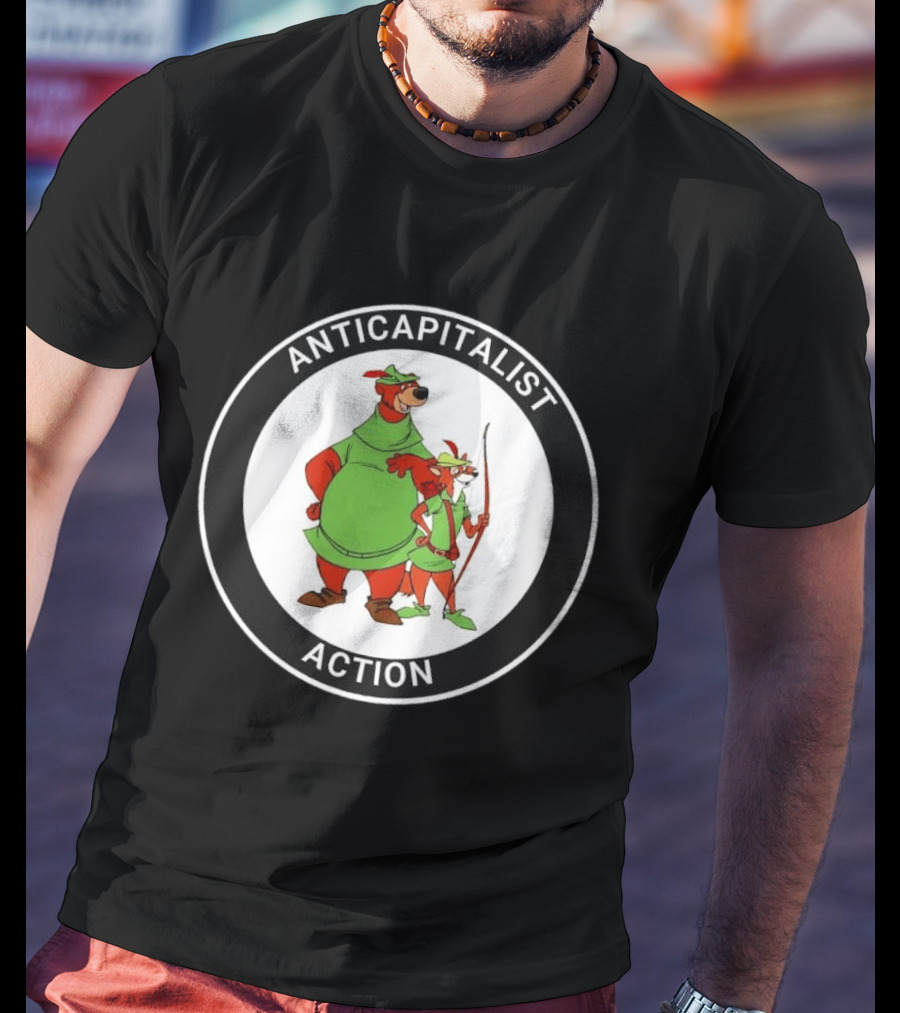 Anticapitalist Action Robin Hood Little John Circle T-Shirt
