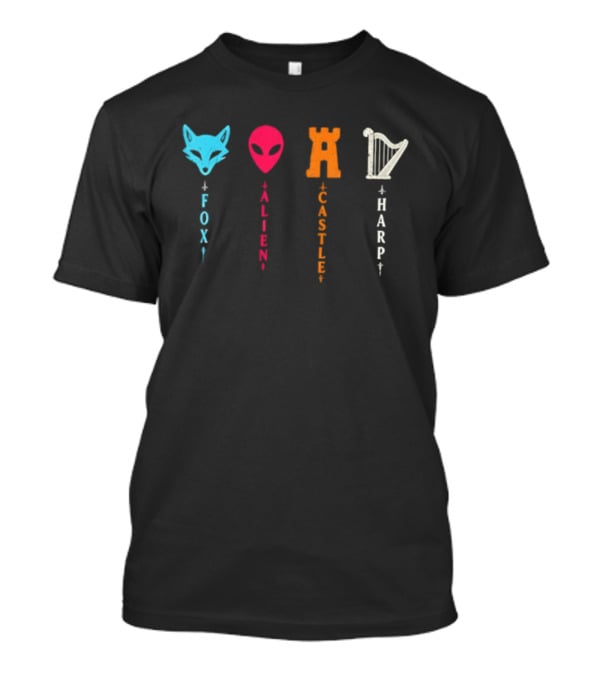 Fox Alien Castle Harp Vertical T-Shirt