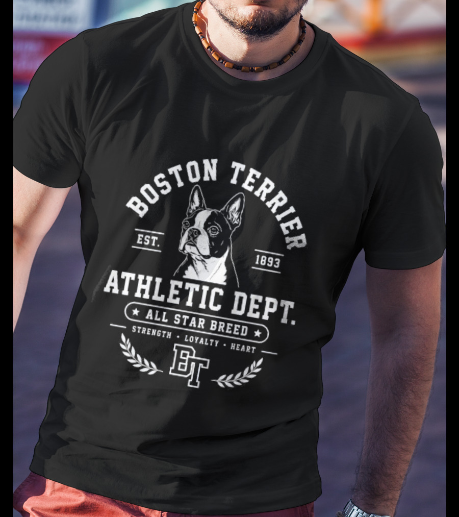 Boston Terrier Athletic Dept All Star Breed Strength Loyalty Heart 1932 T-Shirt
