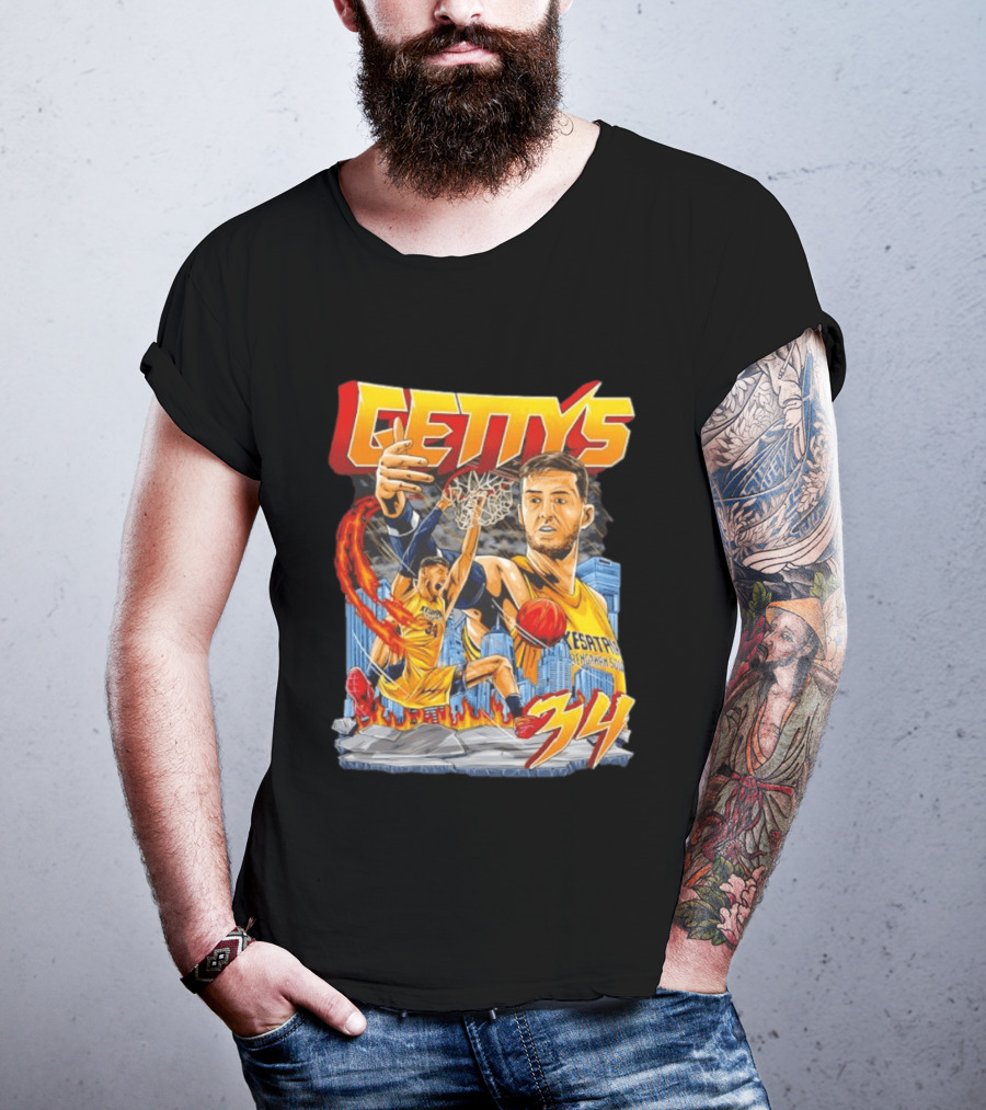 GETTYS 34 Kesatria Bengawan Solo Basketball Player Urban Slam Dunk Action T-Shirt