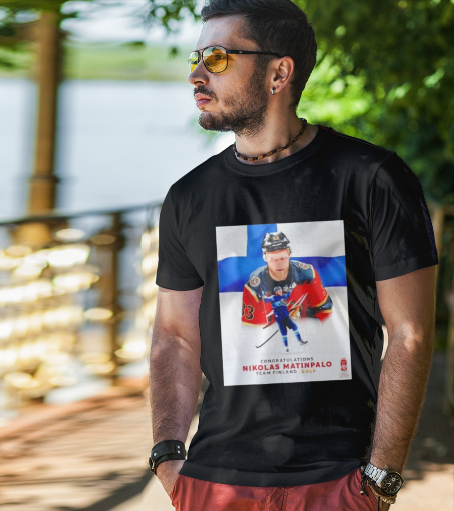 Congratulations Nikolas Matinpalo Team Finland Gold Finnish Flag Ice Hockey Celebration T-Shirt