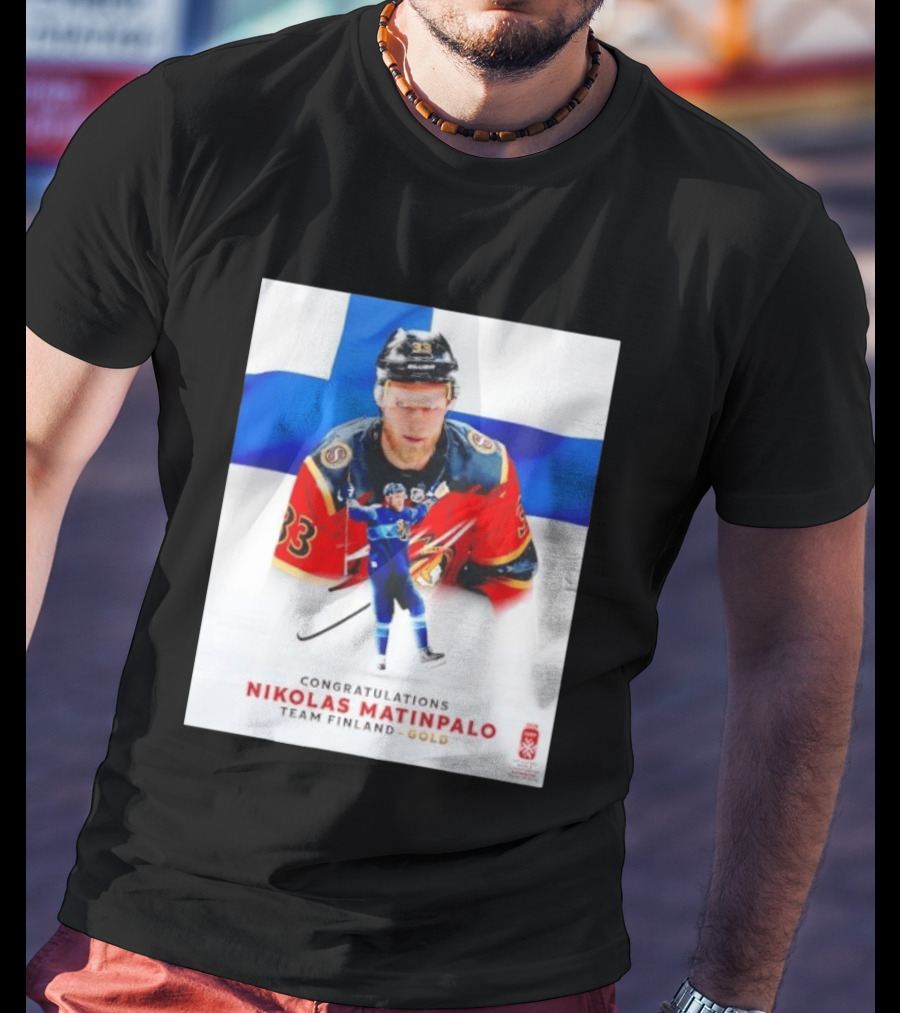 Congratulations Nikolas Matinpalo Team Finland Gold Finnish Flag Ice Hockey Celebration T-Shirt
