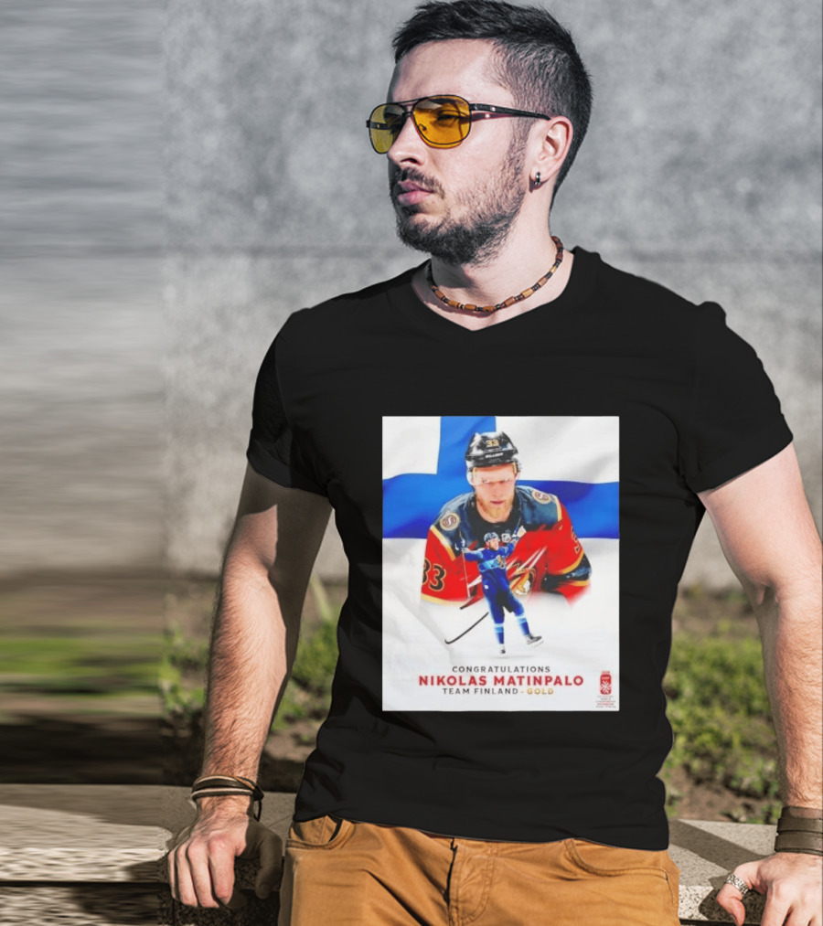 Congratulations Nikolas Matinpalo Team Finland Gold Finnish Flag Ice Hockey Celebration T-Shirt
