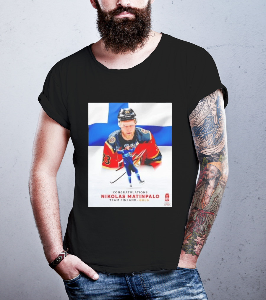 Congratulations Nikolas Matinpalo Team Finland Gold Finnish Flag Ice Hockey Celebration T-Shirt