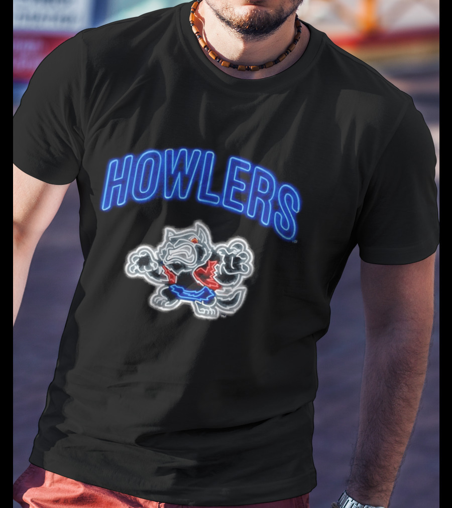 Howlers Neon Wolf Men's Animated Cartoon T-Shirt