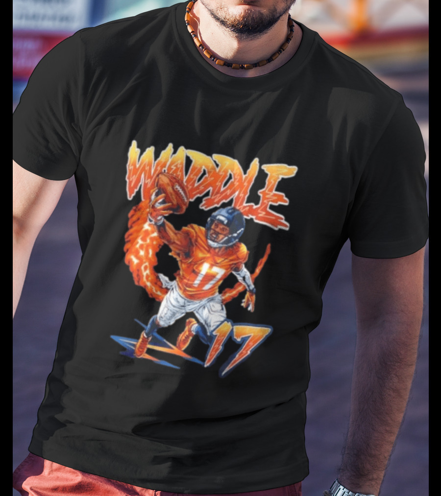 Waddle 17 Football Catch Orange And Blue Player T-Shirt