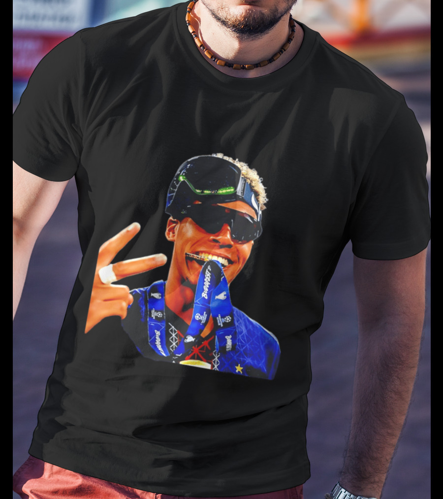Paris Saint Germain Desire Doue Biting Medal Victory Celebration T-Shirt