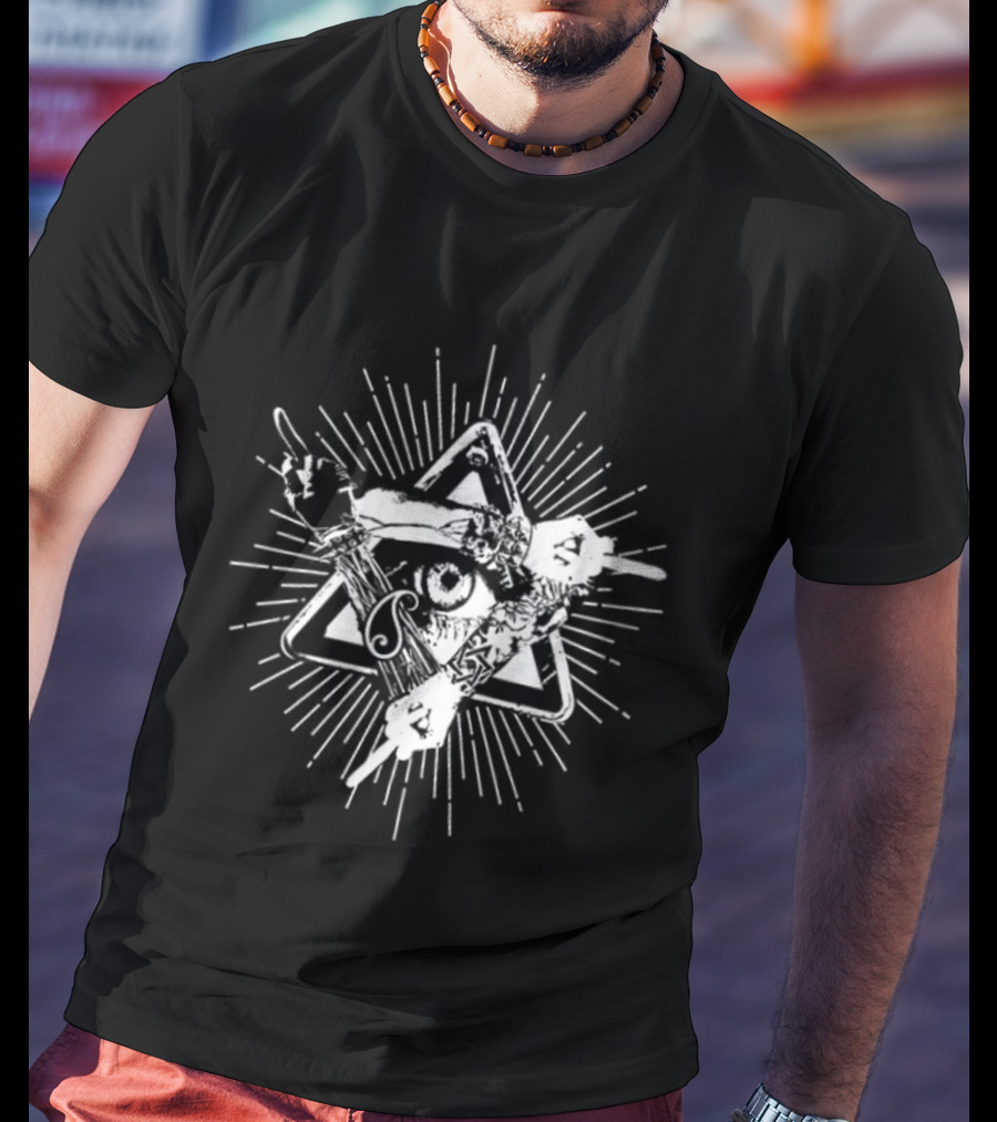 Invisible All Seeing Eye Illuminati Pyramid With Radiant Angel Amidst Stars And Numbers 369 Symbolism T-Shirt