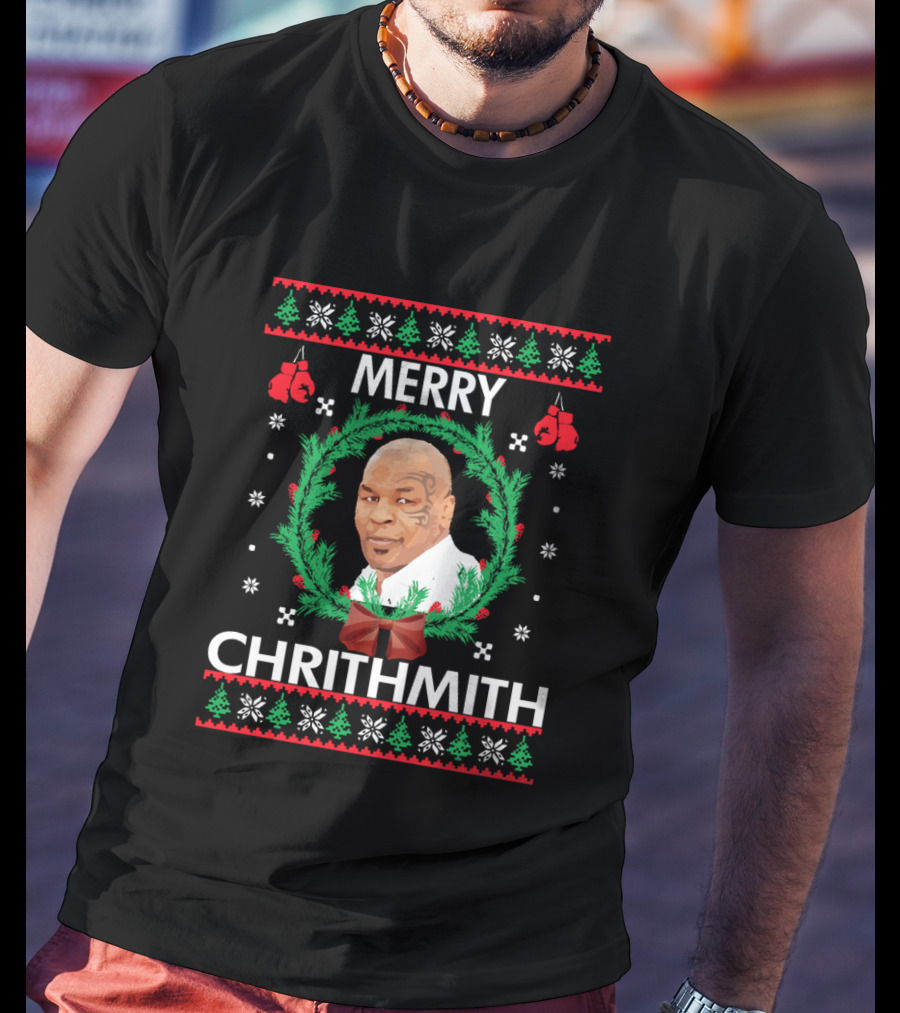 Merry Chrithmith Boxing Gloves Wreath Holiday T-Shirt