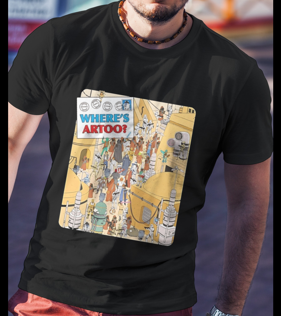 Where's Artoo Star Wars R2 D2 Tatooine Scene T-Shirt