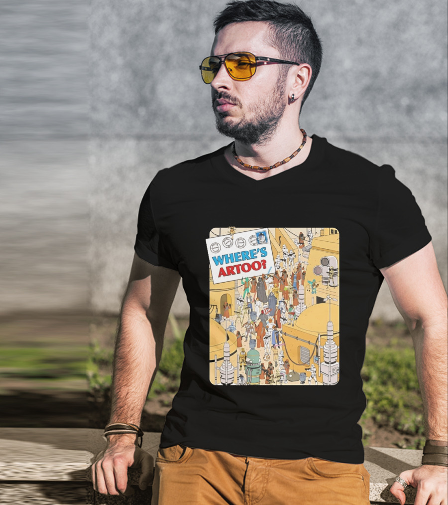 Where's Artoo Star Wars R2 D2 Tatooine Scene T-Shirt