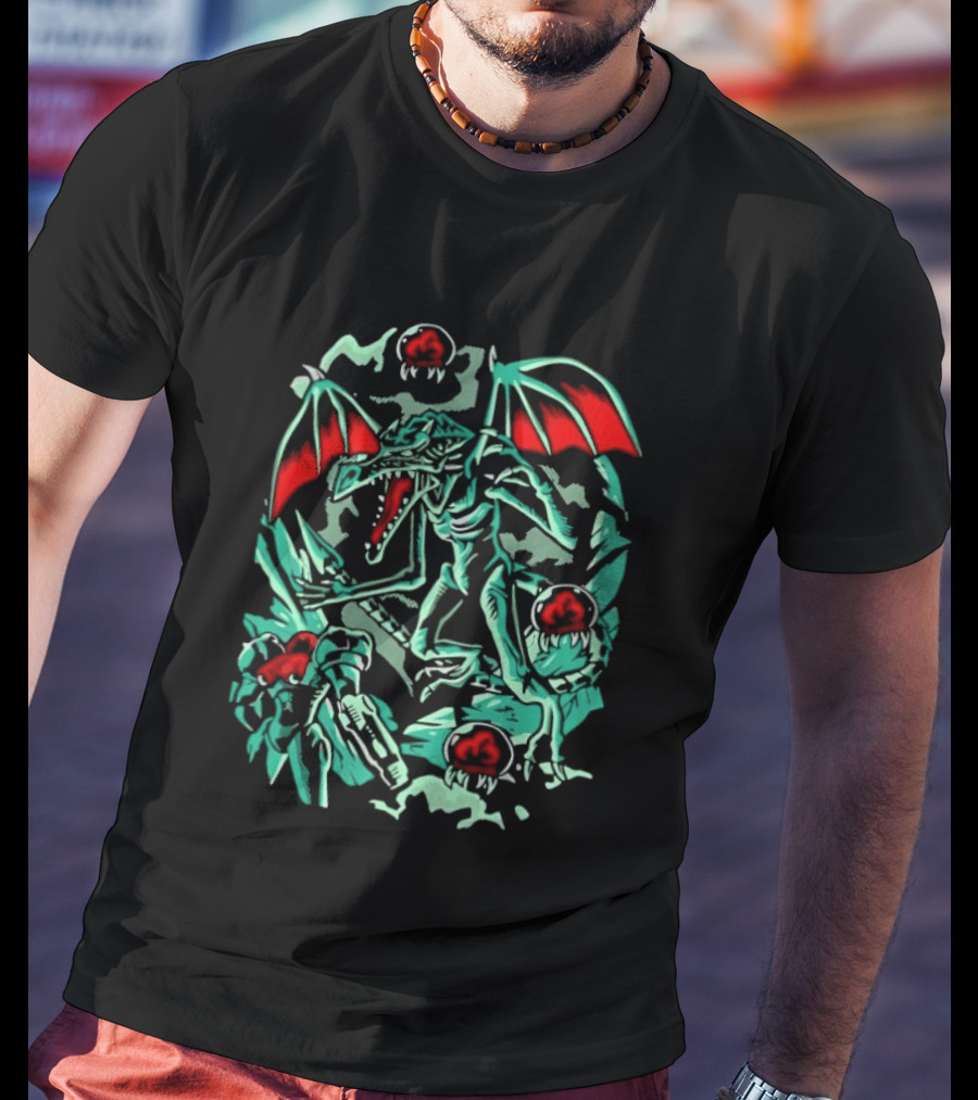 Metroid Ridley Battle With Metroids And Samus Aran T-Shirt