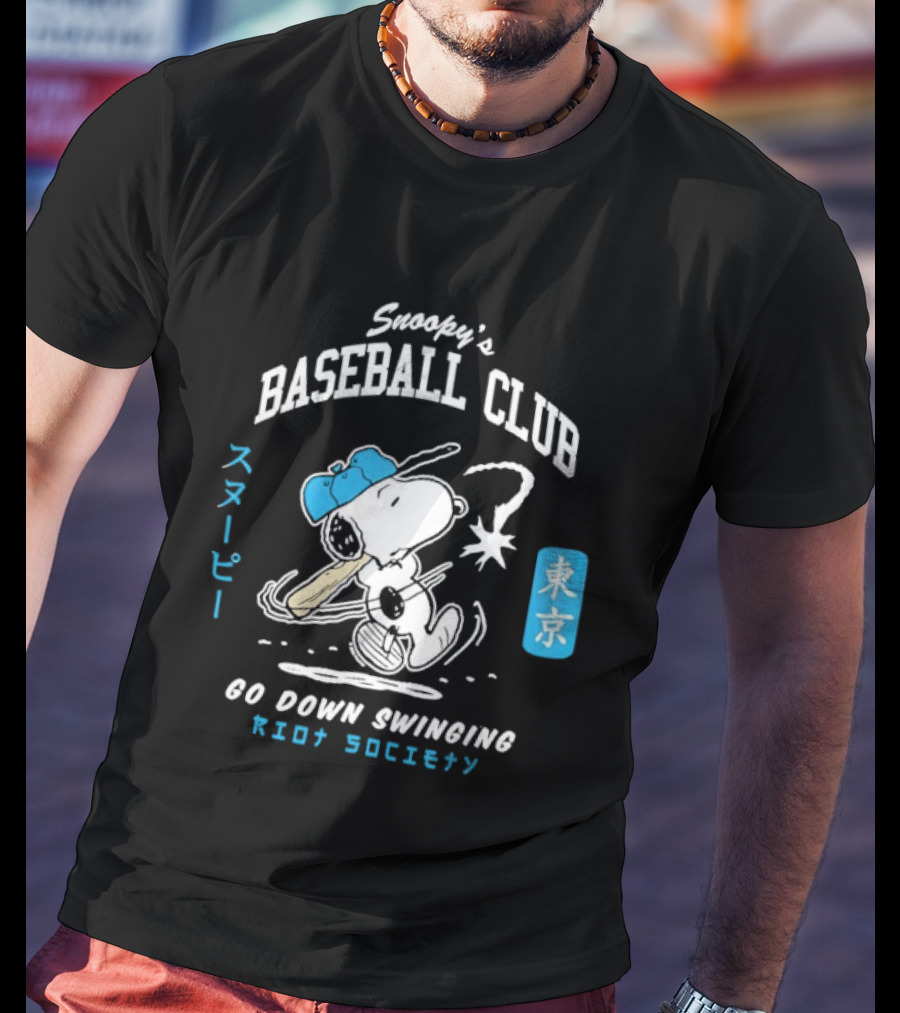 Snoopy Baseball Club Tokyo Go Down Swinging Riot Society T-Shirt