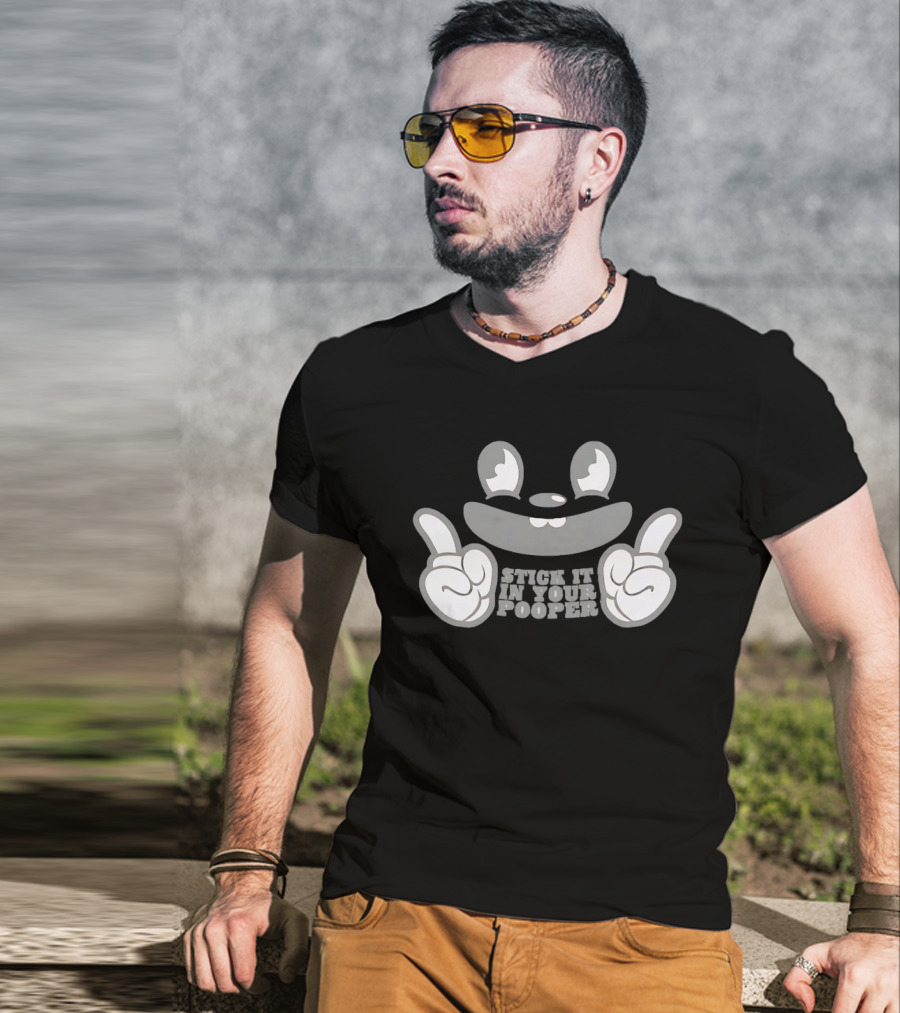 Stick It In Your Pooper Rubber Hose Style Cartoon Face T-Shirt