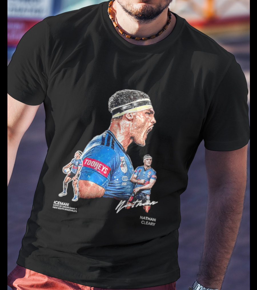 Tooheys Nathan Cleary NSW Blues Rugby Player Collage T-Shirt