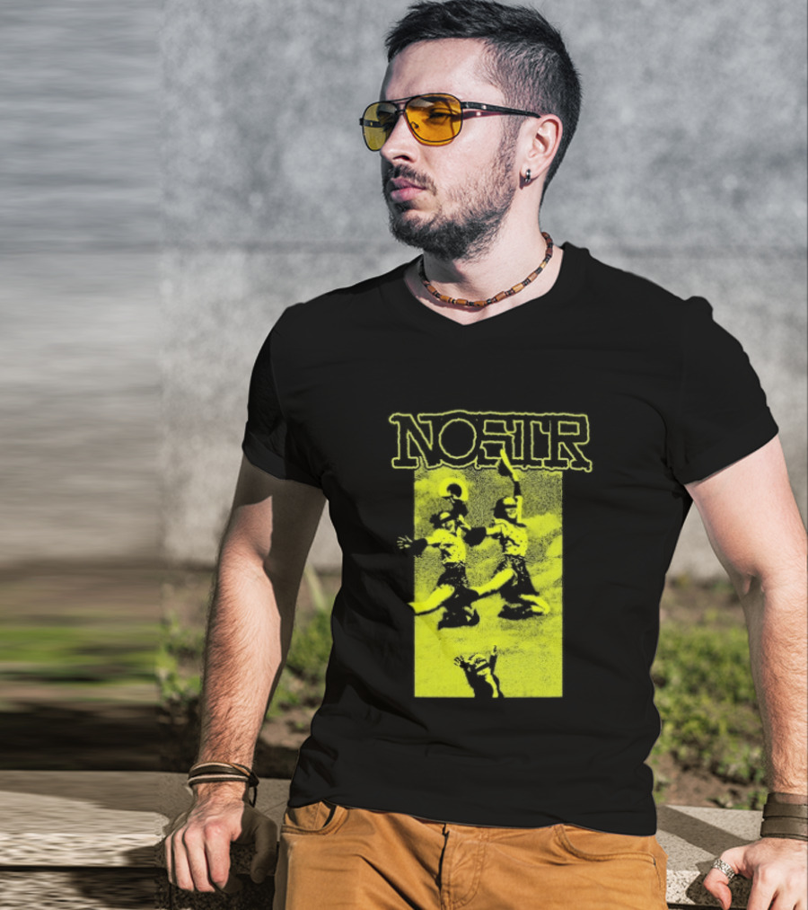 NOSTR Cheerleader Cartoon Character In Bold Font T-Shirt