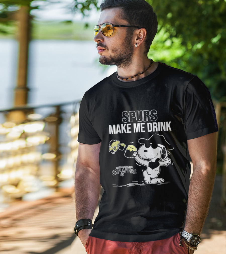 Snoopy Cowboy Spurs Make Me Drink San Antonio Spurs T-Shirt