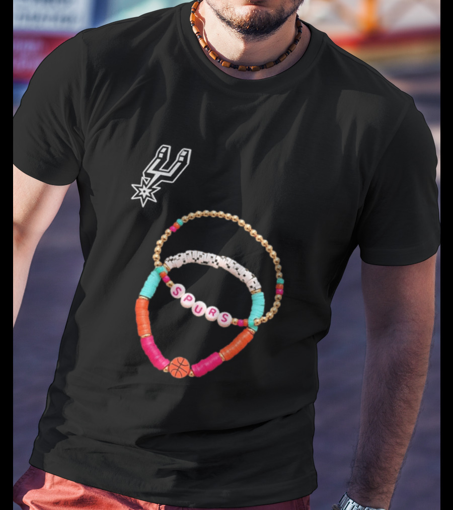 San Antonio Spurs Beaded Bracelet Set Basketball Fan Accessories T-Shirt