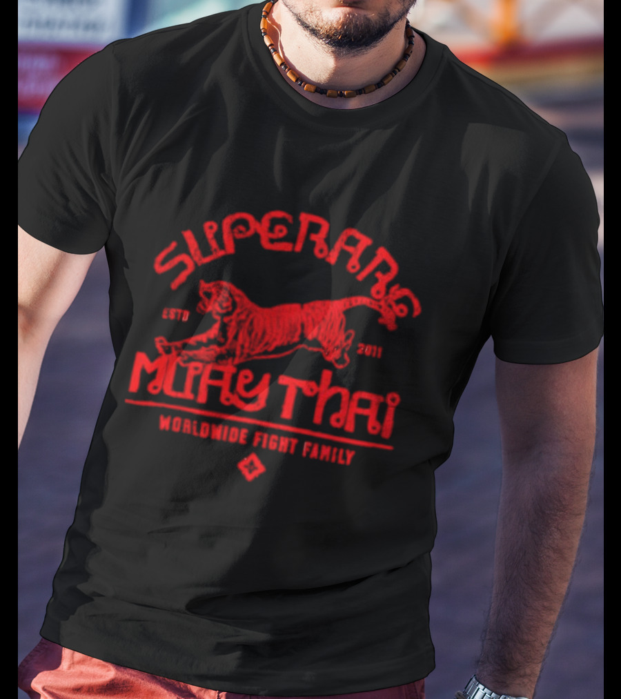 Superbon Muay Thai ESTD 2011 Worldwide Fight Family Red Tiger T-Shirt