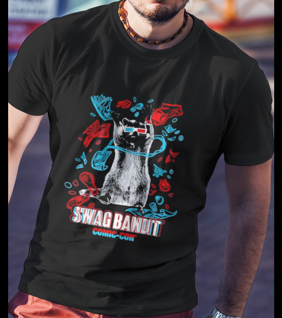 Swag Bandit Comic Con Raccoon 3D Glasses T-Shirt