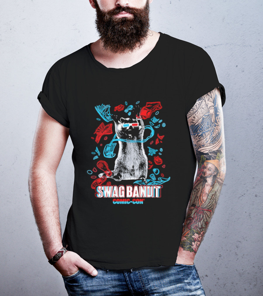 Swag Bandit Comic Con Raccoon 3D Glasses T-Shirt