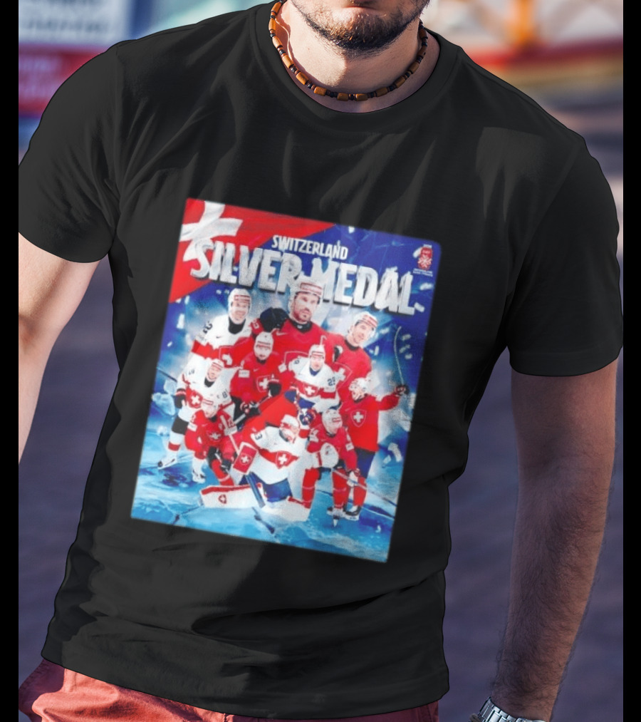 Switzerland Silver Medal 2026 IIHF Men's Ice Hockey Team Victory Celebration T-Shirt