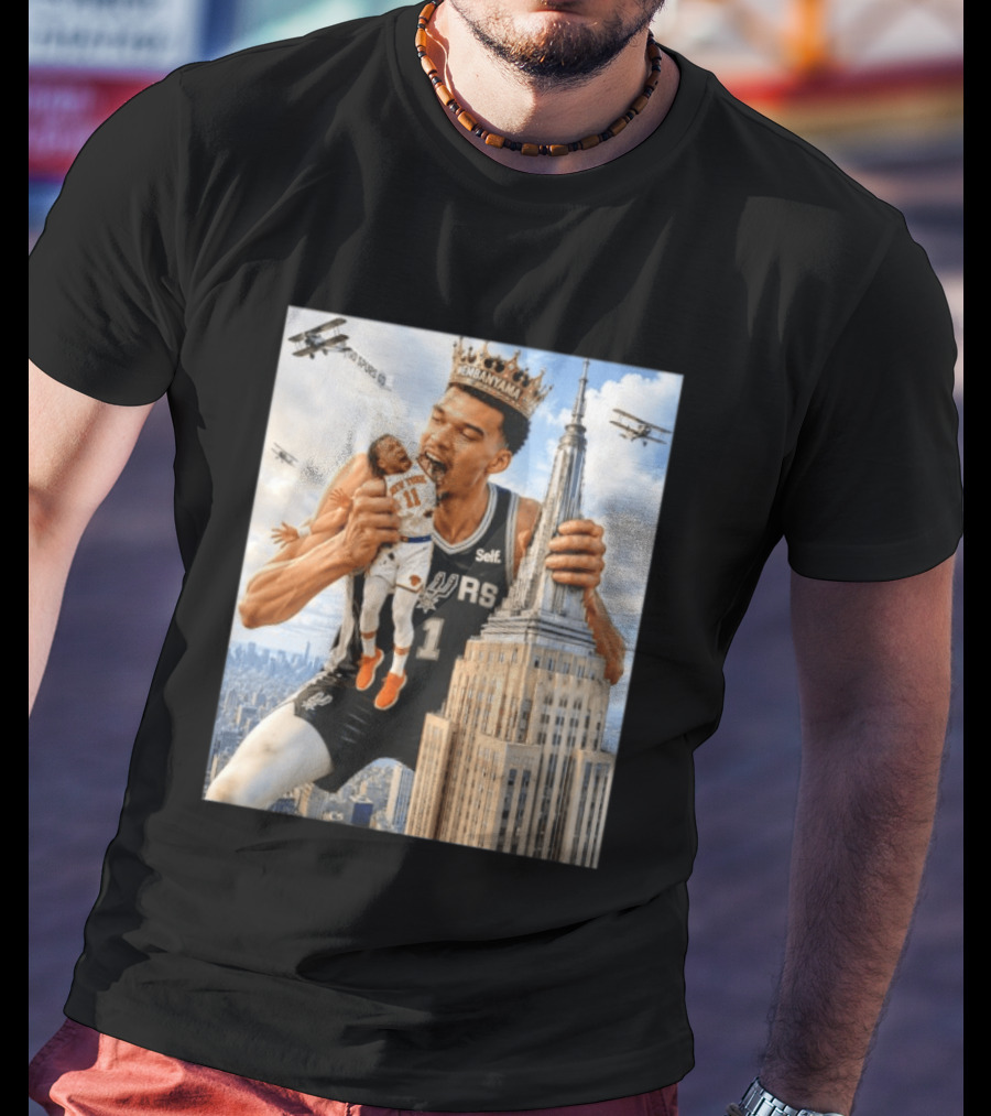 Victor Wembanyama Spurs Empire State Building Jalen Brunson Let's Go Spurs T-Shirt