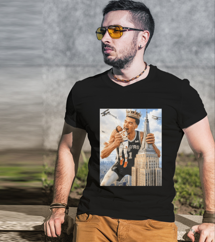 Victor Wembanyama Spurs Empire State Building Jalen Brunson Let's Go Spurs T-Shirt