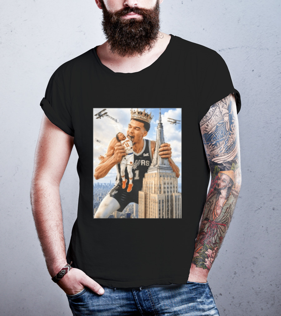 Victor Wembanyama Spurs Empire State Building Jalen Brunson Let's Go Spurs T-Shirt