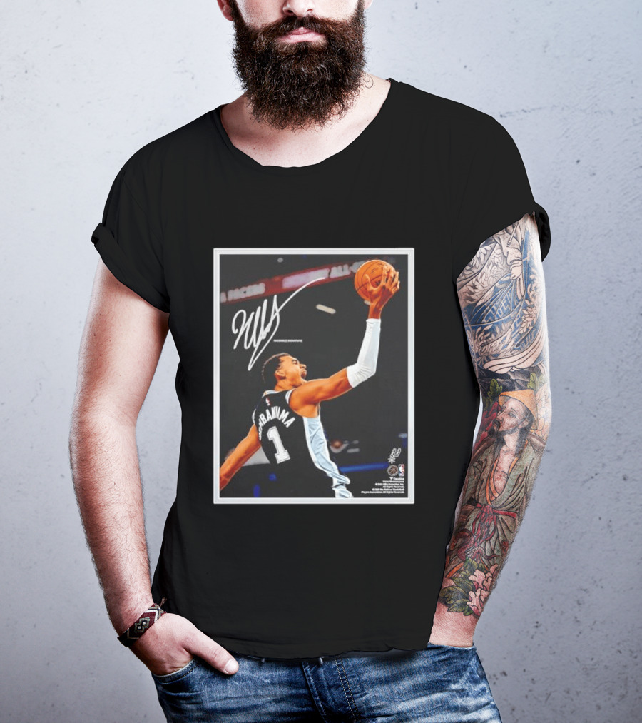 Victor Wembanyama Autographed San Antonio Spurs NBA Action Print Framed T-Shirt