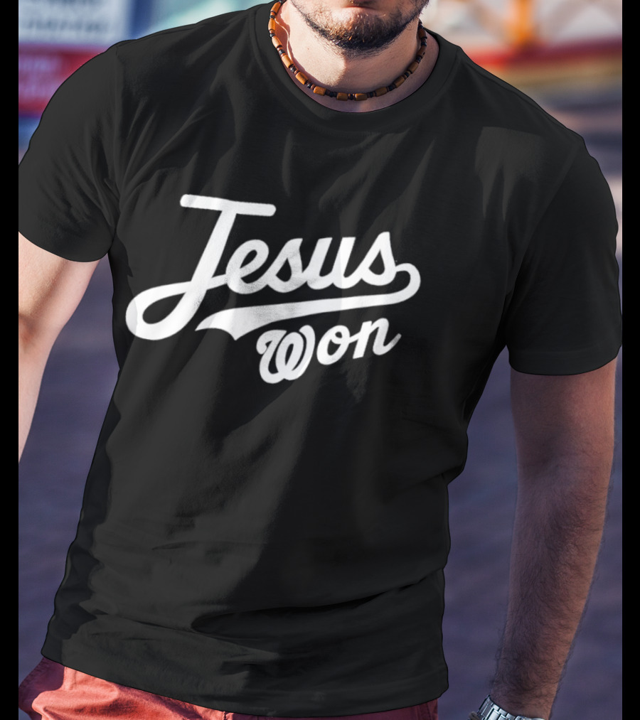 Washington Nationals Jesus Won Baseball Script T-Shirt