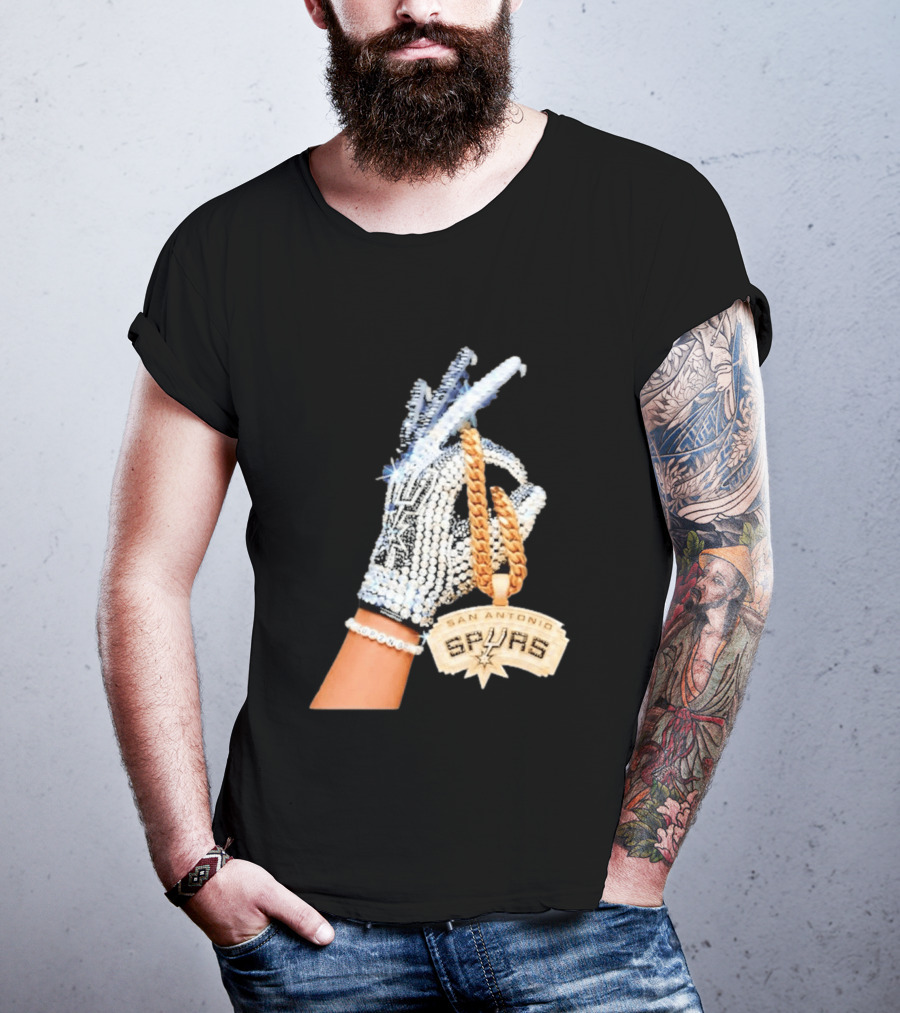 San Antonio Spurs Diamond Gold Glove And Pendant T-Shirt