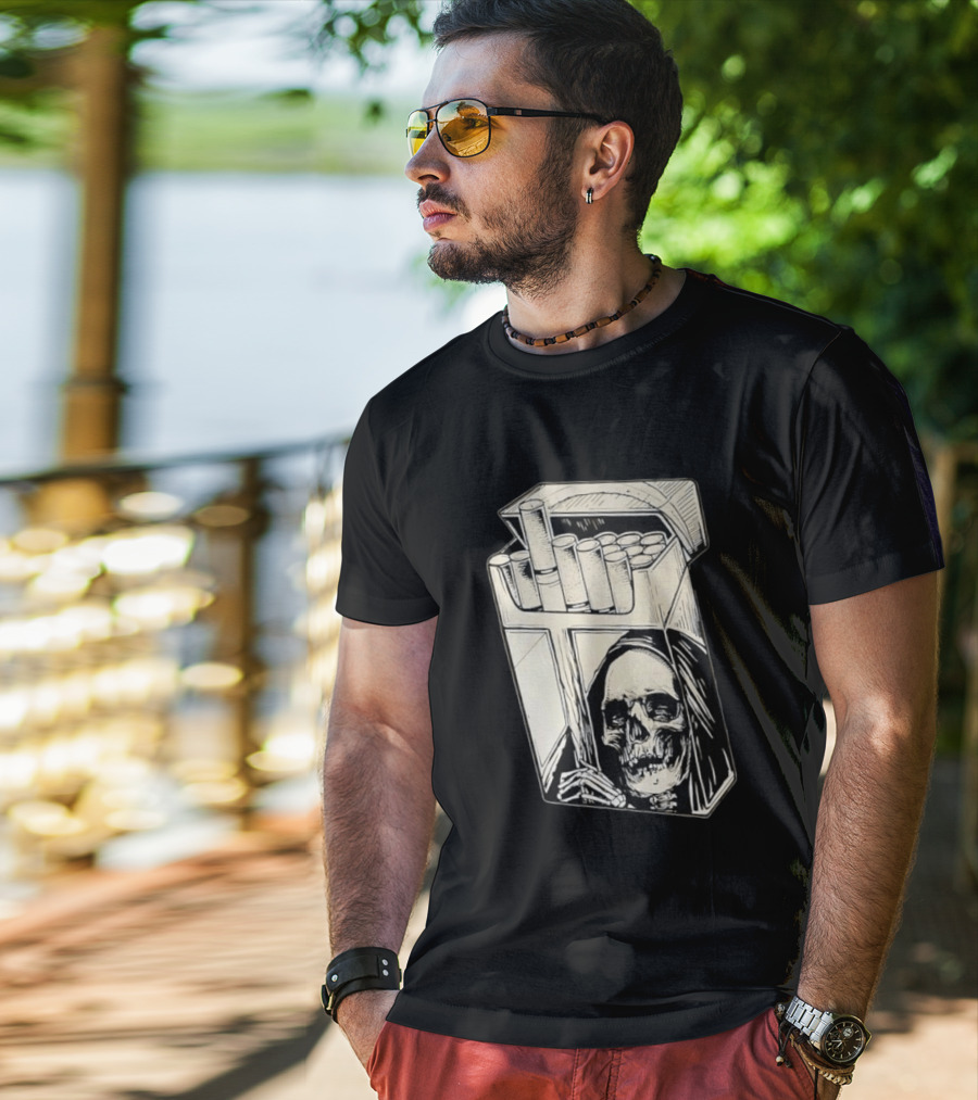 Grim Reaper Smoking Cigarette Pack T-Shirt