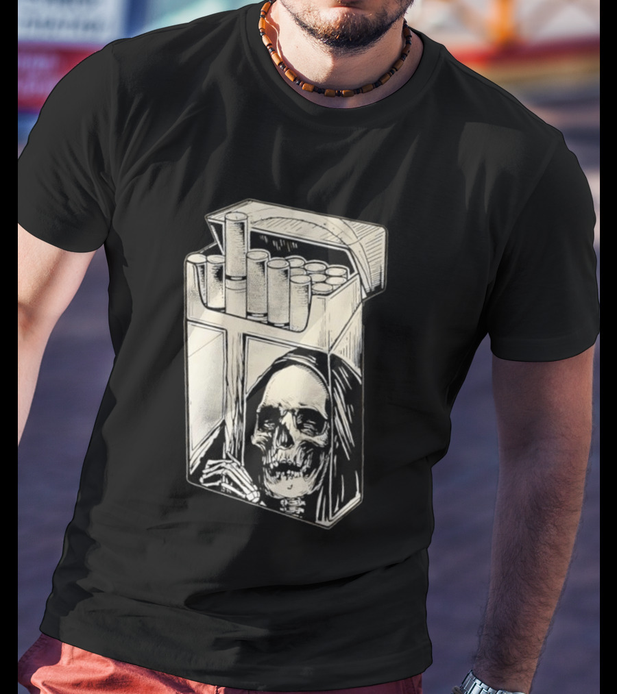 Grim Reaper Smoking Cigarette Pack T-Shirt