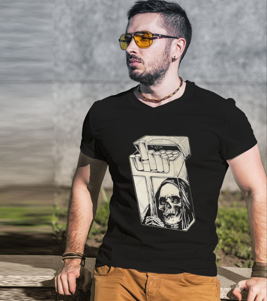 Grim Reaper Smoking Cigarette Pack T-Shirt