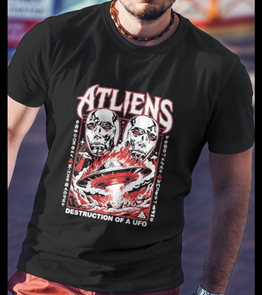 Atliens Room Six Destruction Of A UFO Attack Crew 4318 T-Shirt