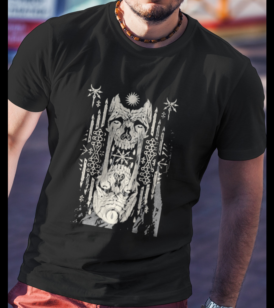 Bird Ov Prey Fire Ov The Mind Mystical Skull Candle Motif T-Shirt