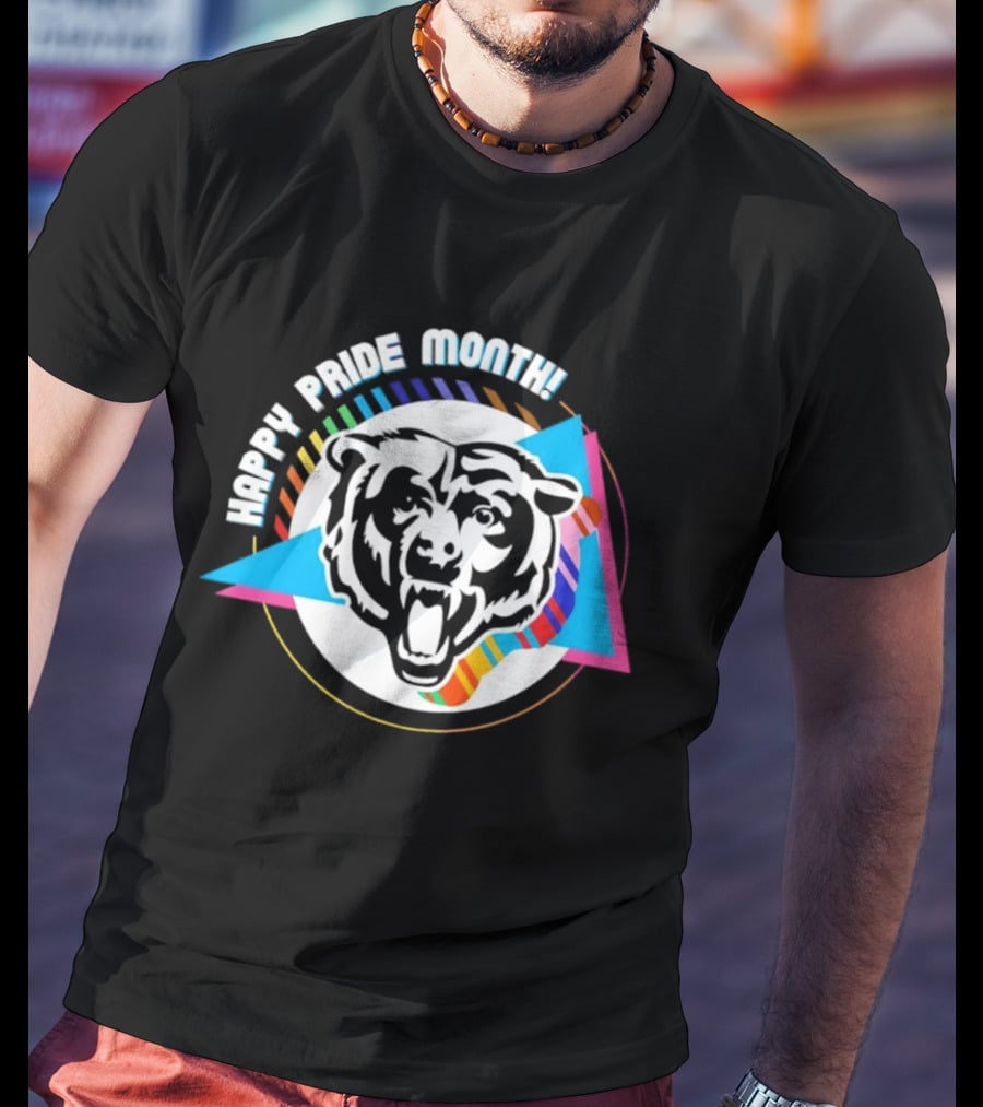 Chicago Bears Happy Pride Month Rainbow Triangle Celebration T-Shirt