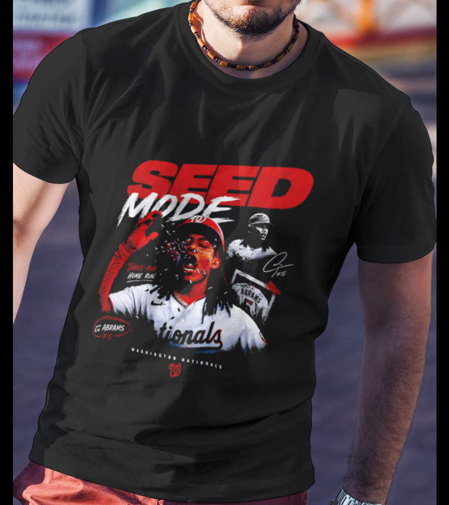CJ Abrams Washington Nationals Seed Mode Baseball MLB Player Number 5 T-Shirt