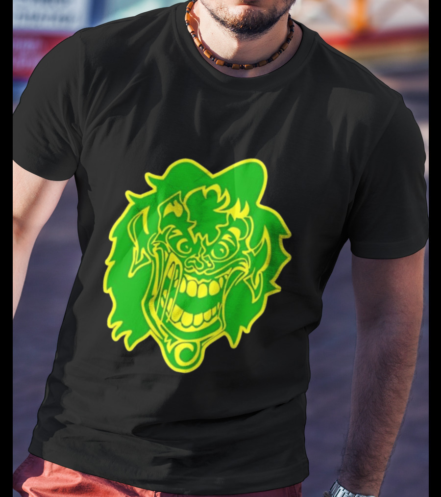 Insane Clown Posse Hatchetman Wicked Clown Face Neon Green Yellow T-Shirt