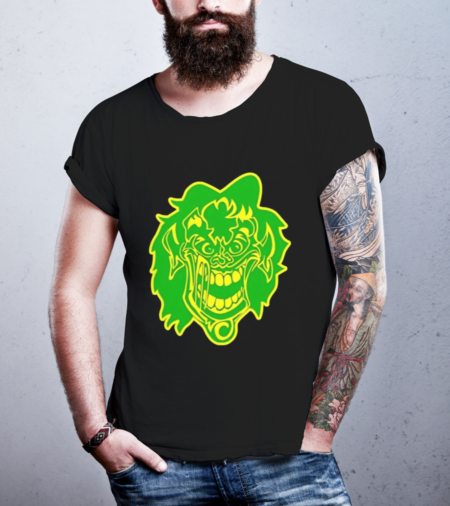 Insane Clown Posse Hatchetman Wicked Clown Face Neon Green Yellow T-Shirt