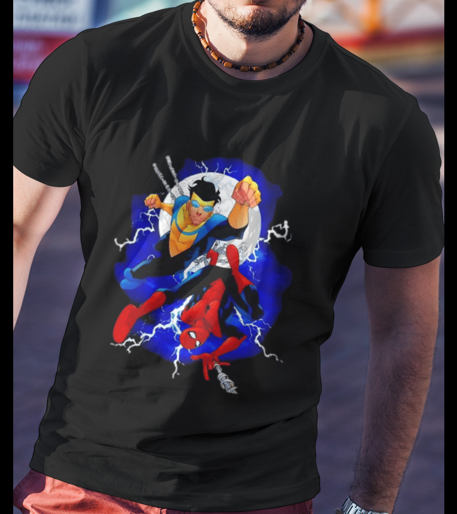 Invincible Spider Man Marvel Comics Crossover Action Hero Dynamic Duo T-Shirt